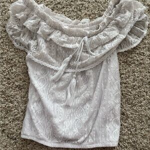 No Boundaries White Ruffled Tie Front Lace